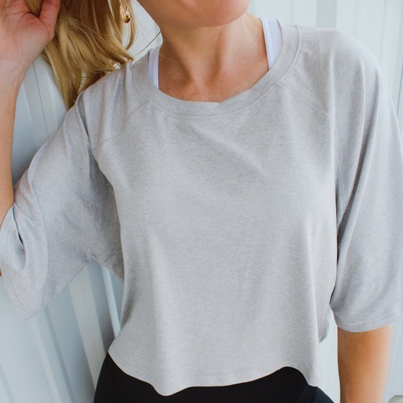 Into You Round Neck Top-Light Heather Gray - Picture 5 of 5